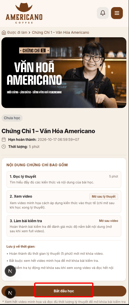 Bước 5 - Nội dung chứng chỉ