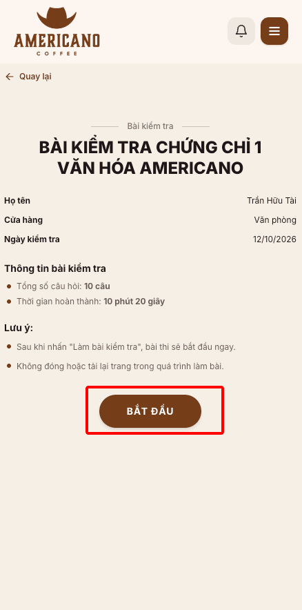 Bước 9 - Làm bài kiểm tra